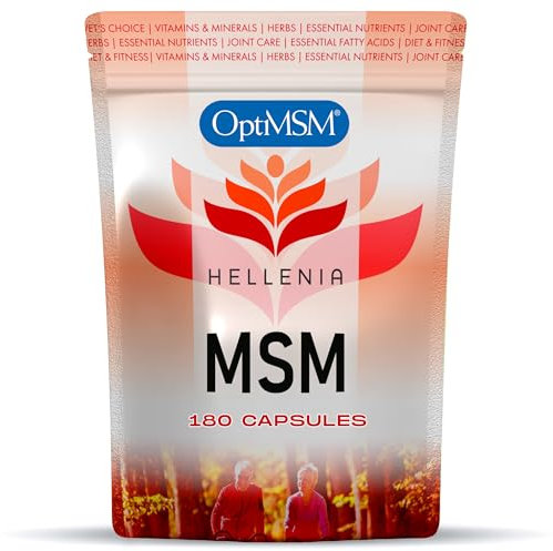 MSM Capsules Using Branded OptiMSM - 180 Capsules | 100% Pure Methyl Sulphonyl Methane | The Purest, Most Researched MSM, No Additives & Non-GMO | Suitable for Vegans