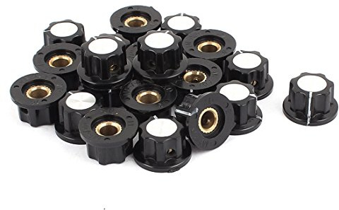 sourcing map Schwarz Kunststoff Gerippt Griff 6mm Schacht Potentiometer Kontroll- Drehknopf Kappe 20Stk. DE de