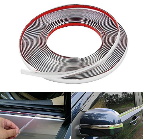 Universal Chrom Zierleiste Auto Chromleiste 10mm x 15m Flexible Selbstklebend Stoßstange Leisten Chrom Streifen Aufkleber Außen Dekoration