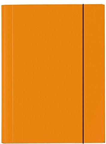 VELOFLEX - Sammelmappe VELOCOLOR DIN A4 mit Gummizug, Orange | Eckspannermappe, Ordnungsmappe, Zeichenmappe, 230 x 320 x 15 mm, glanzkaschierter Karton, 3 Einschlagklappen
