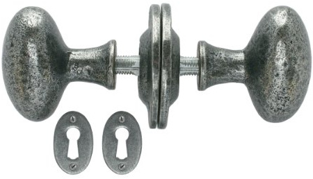Türknauf-Set handgeschmiedet oval Pewter Patina