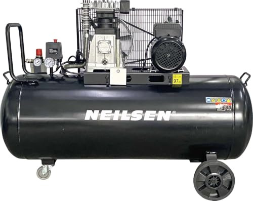Neilsen CT1621 200L 3HP Belt Drive Air Compressor 302L/Min 240V Twin Outlet
