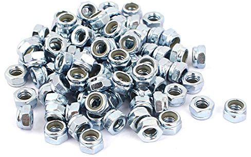 uxcell 3/16-24 Zinc Plated Self-Locking Nylon Insert Hex Lock Nut 100pcs