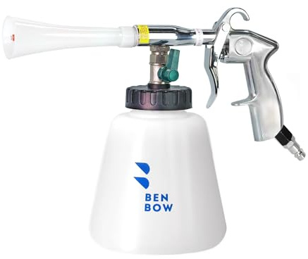BenBow Druckluft Reinigungspistole Classic Kunststofftrichter – Waschpistole, leistungsstarke Reinigung mit Wirbelwind-Effekt – 1-Liter-Behälter für Reinigungsmittel – optimal für die Autoreinigung