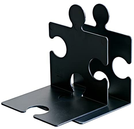 HAN 9212-13, serre-livres/CD PUZZLE, élégant, innovant et très stable. Emboîtable. Lot de 2 unités, noir
