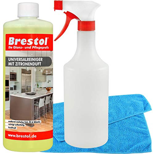 FETTLÖSER Zitrone SET1 (1000 ml + Zubehör) - Konzentrat Öl Ruß Nikotinentferner Allzweckreiniger - Poolreiniger Küchenreiniger Reinigungskonzentrat