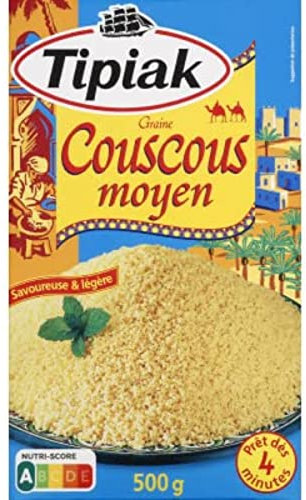 Tipiak Graine couscous moyen, savoureuse & légère, prêt en 4 minutes - La boîte de 500g