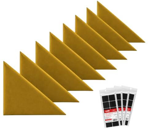 STEGU Panneau Mural 3D Rembourré Triangle 30x30cm Acoustique Lot 8 Jaune