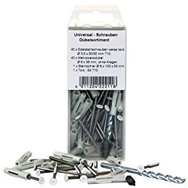 KGM Torx Schrauben mit weißem Kopf - aus Edelstahl Inhalt: 40 x Torx Schrauben / 40 x Dübel / 1 x Steinbohrer / 1 x Torx Bit