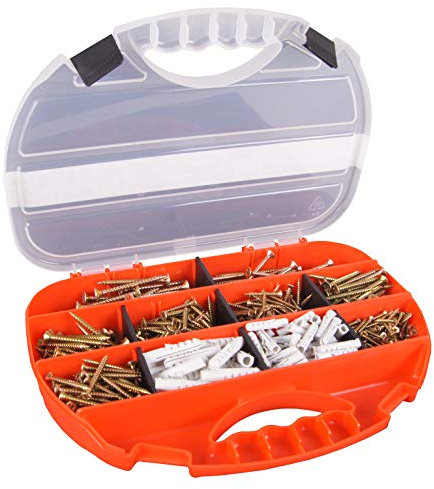 Connex Universalschrauben- und Dübel-Sortiment 580-teilig - Diverse Größen - Senkkopf - TX-Antrieb - Vollgewinde - Gelb verzinkt / Schrauben-Set mit Dübeln / Sortimentskasten / DP8500087