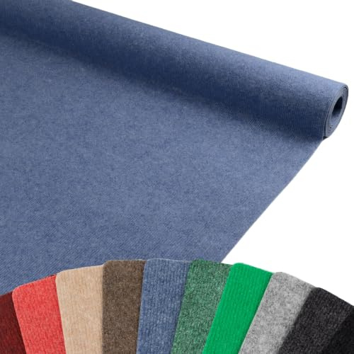 Primaflor Messeteppich Rips Malta | Blau | 200x200 cm | BFL-S1 | gerippter Eventteppich | Rips Nadelfilz für Messe, Hochzeit & Event | 2,5 mm | leicht zuschneidbar