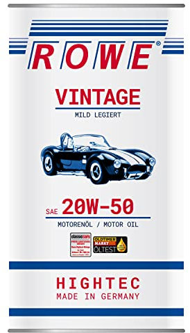 ROWE 20221 HIGHTEC VINTAGE SAE 20W-50 MILD LEGIERT - Motorenöl für Old- und Youngtimer mit Otto- oder Dieselmotor - 5 Liter