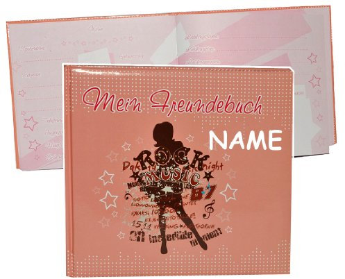 Mein Freundebuch - Rock Musik Girl - mit Name - Mädchen/Meine Freunde Buch - gebunden für Schule Kind Kinder Vorschule Poesiealbum