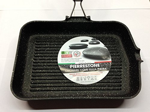 Grill rettangolare cm.24x35 cin manico pieghevole pierrestone