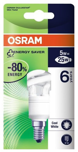 Osram 63162B1 Duluxstar Mini Twist E14 mini Energiesparlampe in gedrehter Form 5W/840, kaltweiß