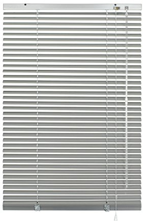 Gardinia Alu-Jalousie, Sicht-, Licht- und Blendschutz, Wand- und Deckenmontage, Alle Montage-Teile inklusive, Aluminium-Jalousie, Silber, 110 x 175 cm (BxH) 6869