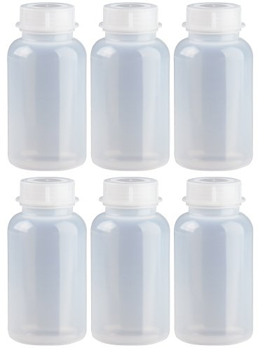 Weithalsflaschen 6 x 500ml Laborflasche Naturfarben aus LDPE inkl. Schraubverschluss, Laborflaschen, Plastikflasche, Kunststoffflasche, Plastikflaschen, Kunststoffflaschen ***