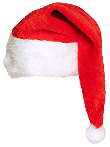Boland 13403 - Bonnet de Père Noël de luxe pour homme et femme en peluche rouge et blanc et pompon blanc, extra long, agréable pour Noël, chapeau de Père Noël, fête à thème, carnaval, décoration de