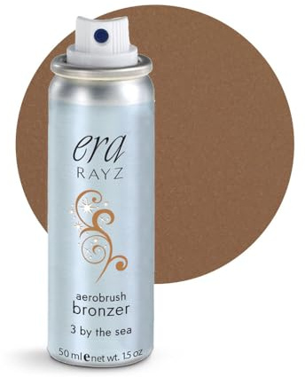 ERA Rayz Spray on Bronzer (3 by the Sea, 1.5 oz) - Airbrush Makeup, Everyday, Buildable, Professional Cosmetics by Era Beauty, Dark Bronze with Shimmer