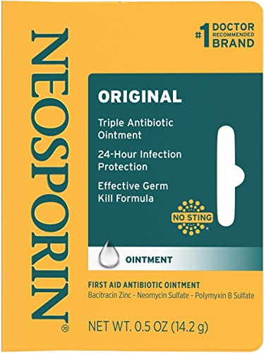 Neosporin Original First Aid Antibiotic Ointment with Bacitracin, Zinc For 24-hour Protection, Wound Care Treatment and the Scar appearance minimizer for Minor Cuts, Scrapes and Burns 5 oz (Pack of 6)