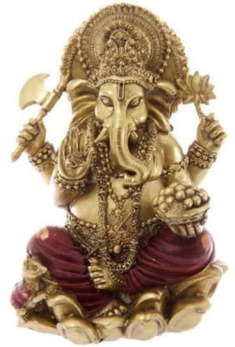 PUCKATOR - Estatua de Ganesh (16 cm), Color Rojo y Dorado