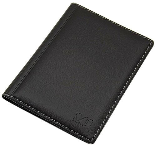 Elegantes Ausweisetui/Ausweishülle/Kreditkartenetui mit Kontrastnaht 4 Fächer MJ-Design-Germany Made in EU Designs (Design 3 / Schwarz)
