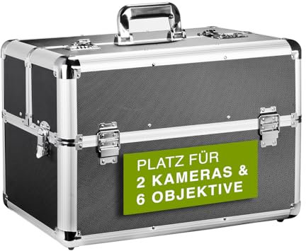 Mantona valise d'équipement photo - Valise en aluminium robuste avec fentes, rembourrage en mousse dure et serrure à combinaison verrouillable