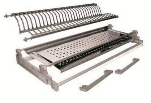 Escurreplatos con integrado con casquillo de muelles de 56 ml acero inoxidable con marco Made in Italy