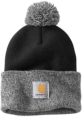 Carhartt 102240-001 Bonnet à pompon en acrylique Lookout pour femmes Carhartt, Noir/Gris, Taille unique