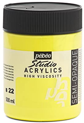 Pébéo - Acrylique Fine Studio Acrylics - Peinture Acrylique Jaune - Jaune Cadmium Citron Imitation - 500 ml 171022