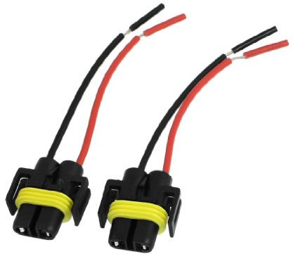 sourcing map 2 Stück Kabelbaumstecker Adapter DC 12V Plastik für Auto LKW Motorrad Scheinwerfer H11 Anschluss mit Buchse Verbindung Stecker