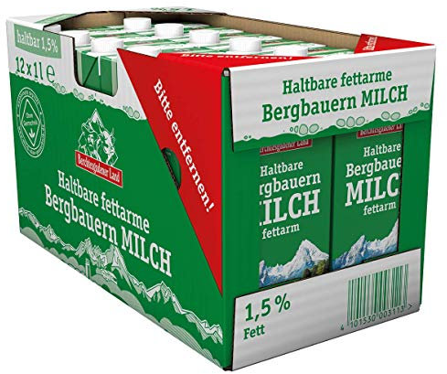 Berchtesgadener Land Haltbare Bergbauern-Milch, 1.5% Fett, 12er Pack (12 x 1 l)