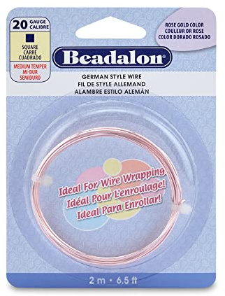 Beadalon 20-Gauge tysk stil fyrkantig smycketråd, silverpläterad roséguld, 2 m