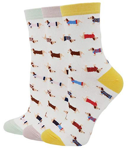 Pomlia® Damen Socken Hunde Motive Dackel Socken Dog Socks Socken Geschenk für Frauen