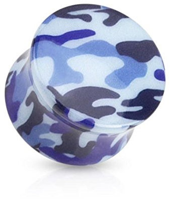 Tapsi´s Coolbodyart® Ohr Plug Kunststoff Acryl Camouflage Blau 6mm
