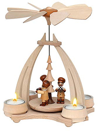 Dekohelden24 Tisch-Pyramide aus Buchenholz mit Bäckerfiguren, ca. 24 cm