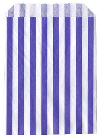 The Paper Bag Company Candy Stripe Paper Bags, 5 x 7 Inches - Purple, Pack of 500