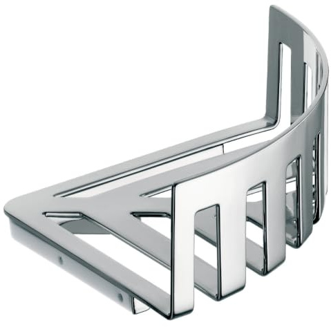 Emco SYSTEM 2 Wandkorb mit verdeckter Befestigung, elegante Duschablage aus Metall zum Schrauben, hochwertiges Duschregal für Badutensilien, 0, 0084 Chrom 18 cm Eckkorb