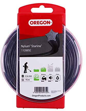 Oregon Nylium Star Shaped Strimmer Line Wire for Grass Trimmers and Brushcutters, Five Cutting Edges for Clean Finish, Professional Grade Heavy Duty Nylon, Fits Petrol Strimmers, 2.7mm-15m (‎559054)