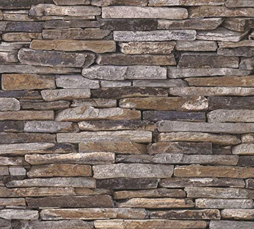 Livingwalls selbstklebendes Panel pop.up Panel 3D in Stein Optik fotorealistisch Naturstein 2,50 m x 0,52 m beige braun creme Made in Germany 955721 95572-1
