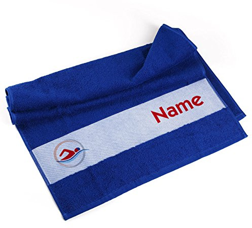 Herz & Heim® Handtuch 50 x 100 cm für Schwimmer mit Namensaufdruck