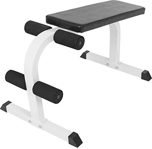 GORILLA SPORTS® Sit Up Bank - 120 x 67 x 63-49 cm, mit gepolsterte Beinfixierung, bis 150kg Belastbar, Weiß - Bauchtrainer, Hantelbank, Trainingsbank, Rückentrainer, Fitnessbank, Sit-Up-Bank