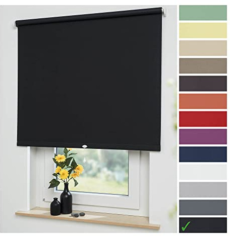 Liedeco® Rollo, Spring-, Schnapprollo / 72 x 180 cm (Breite x Höhe), schwarz/Verdunkelnd, Abdunkelnd, Blickdicht/viele Farben, Größen und Typen/Breiten 60-200 cm/Variable Montage möglich
