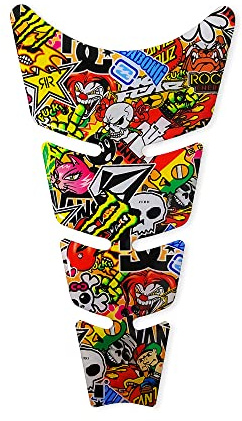 4R Quattroerre.it 18186 Tankpad 3D Motorrad Tankschutz Slim, Sticker Bomb, 19 x 13 cm