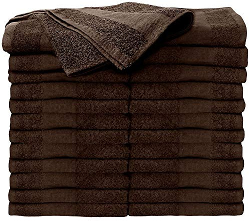ForPro Professional Collection Premium Bleach Tough Salon Towels, Chocolate, 100% Cotton, Bleach-Proof, Stain Resistant, 16” W x 27” L, 24-Count,110542