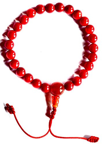 Hand-Mala mit rotem Jaspis - Armband buddhistische Hand-Gebetskette mit 8 mm Perlen