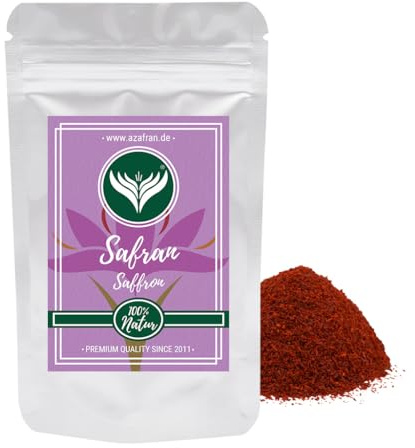Azafran Safran Pulver, Premium Safranpulver (gemahlen) für Tee, Reis (Risotto), Paella 1g