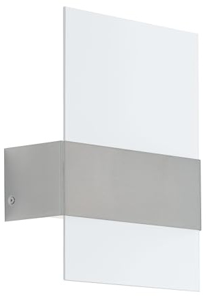 EGLO LED Außen-Wandlampe Nadela, 2 flammige Außenleuchte | Wandleuchte aus Edelstahl, Farbe: Silber, Glas: Weiß, satiniert, IP44