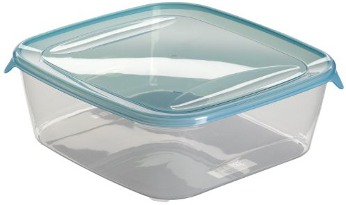 Curver Boîte Fresh'n Go Carrée 2,9L - Boîte de conservation Alimentaire Transparente- Adaptée au Micro-Ondes, Lave- Vaisselle, Congélateur - Bleu