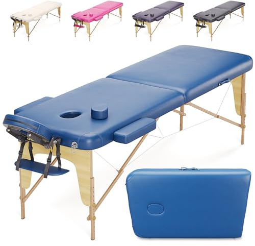 BELTOM® Table de Massage 2 Zones Portables Cosmetique lit esthetique avec Panneau Reiki - Bleu